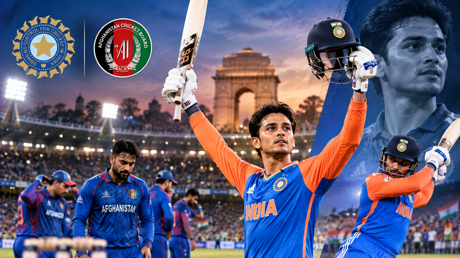 Abhishek Sharma celebrates record 30-ball T20I century for India against Afghanistan at Arun Jaitley Stadium in Delhi