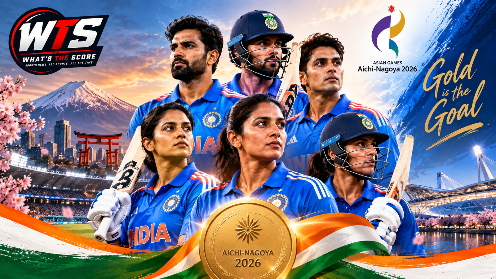 India men's and women's cricket teams at Asian Games 2026 in Japan featuring Shreyas Iyer, Harmanpreet Kaur, Abhishek Sharma and Shafali Verma