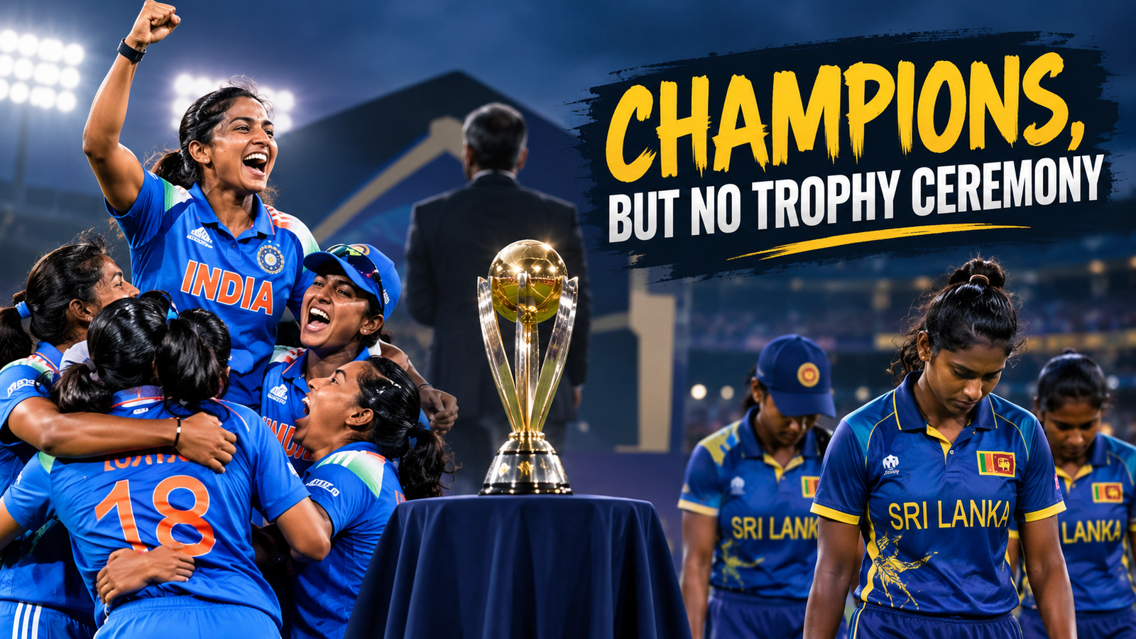 India women's cricket team celebrates Women’s Asia Cup 2026 victory as trophy presentation with Mohsin Naqvi becomes controversial