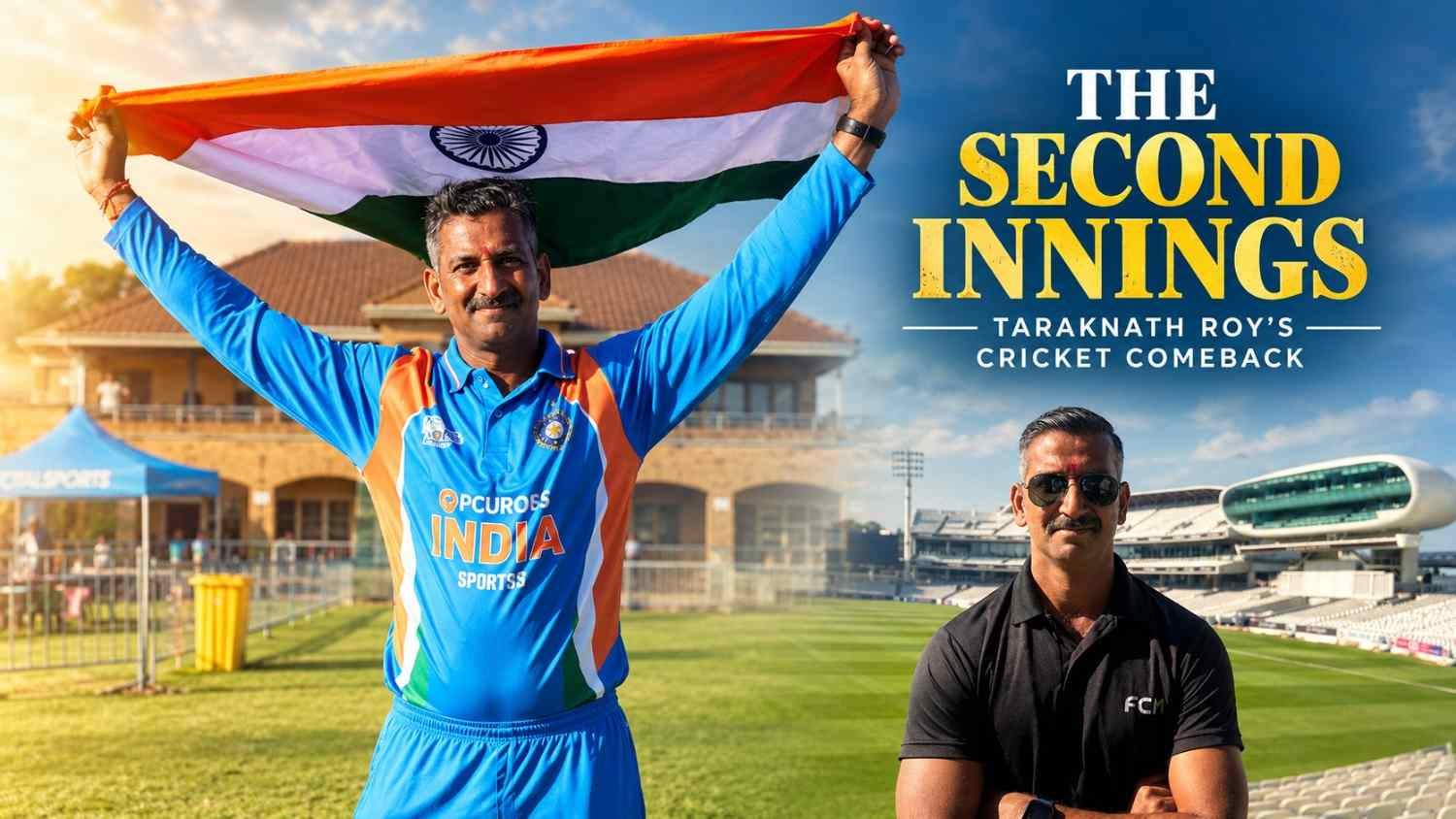 Taraknath Roy's cricket comeback journey from Kolkata corporate cricket to representing India at the 2024 Veterans Over-40 World Cup.