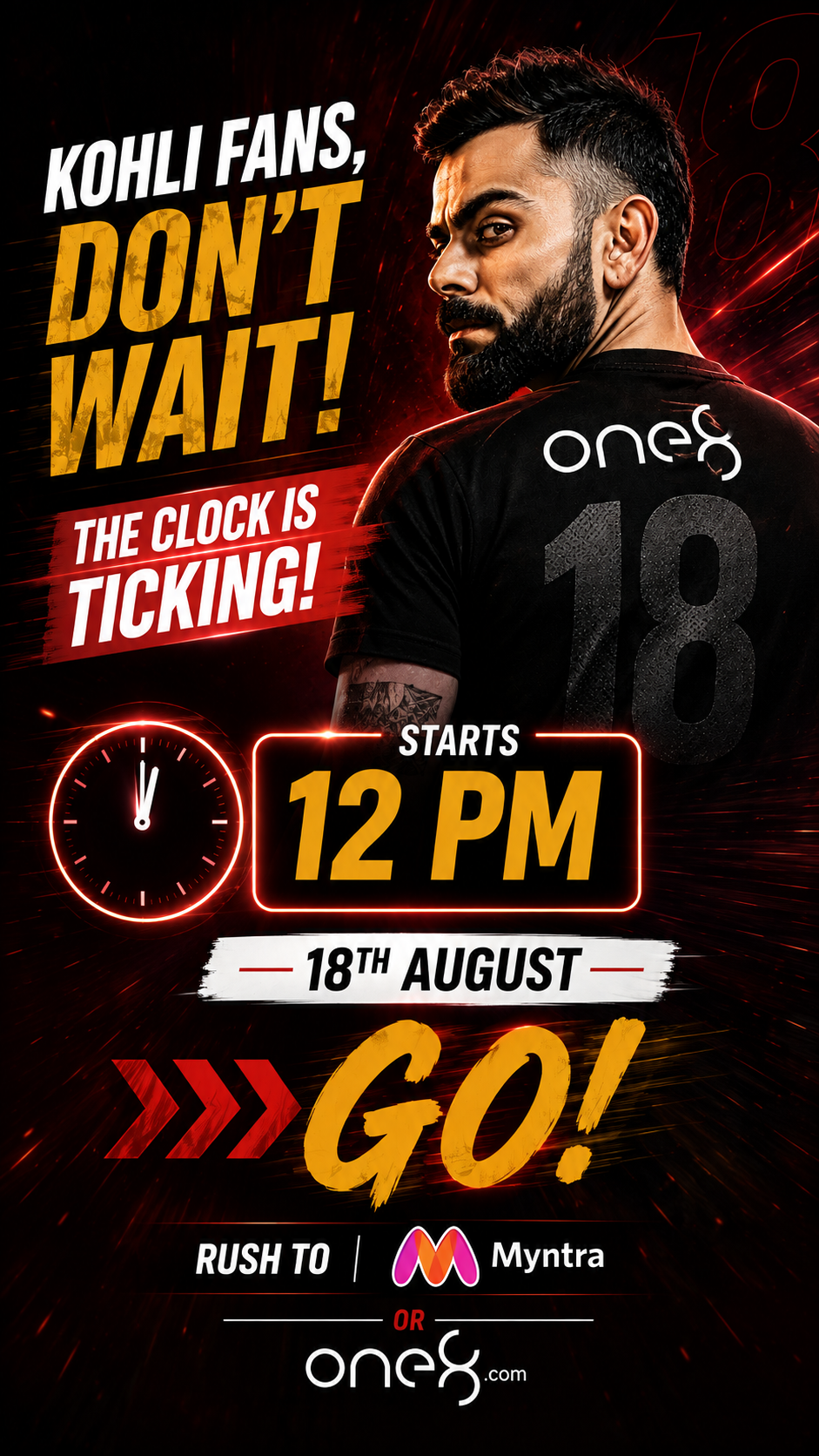 18 Hours Sale Starts at 12PM on Myntra.com & one8.com